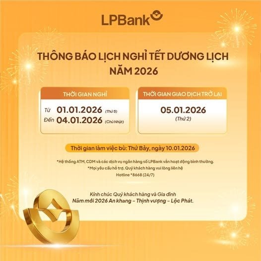 Lịch nghỉ Tết Dương lịch 2026 của hệ thống ngân hàng - Ảnh 12