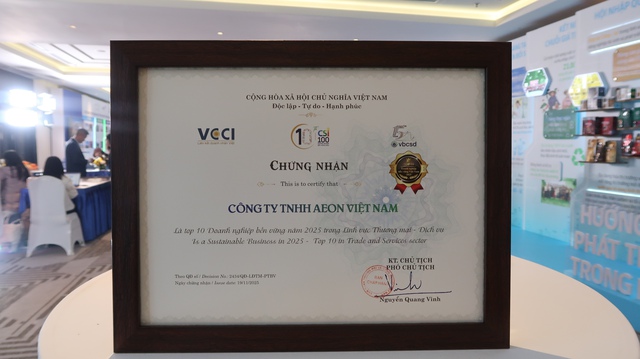 AEON Việt Nam 3 năm liền vào Top 3 Doanh nghiệp bền vững ngành Thương mại - Dịch vụ - Ảnh 1
