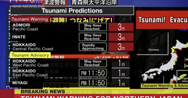 Nhật Bản động đất mạnh nửa đêm, cảnh báo sóng thần