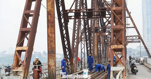 Hình ảnh công trường cầu Long Biên trong đợt đại tu quy mô nhất lịch sử