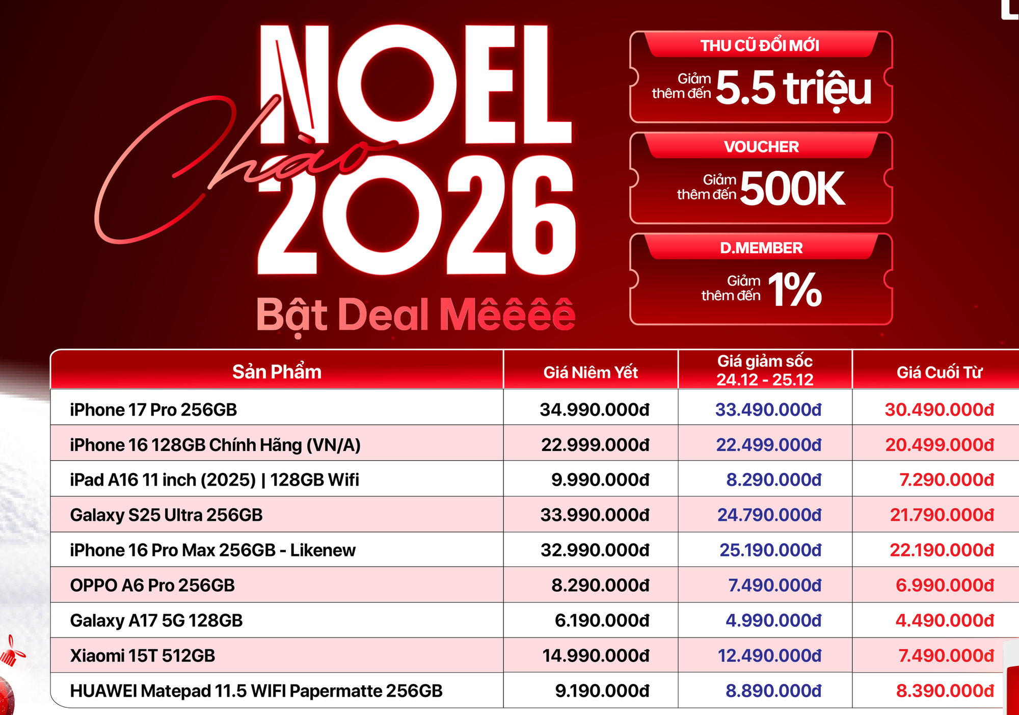 iPhone 17 Pro 256GB giảm giá chạm đáy, đồng hồ thông minh Huawei Watch Fit 4 Pro chỉ còn 2,99 triệu đồng! - Ảnh 1