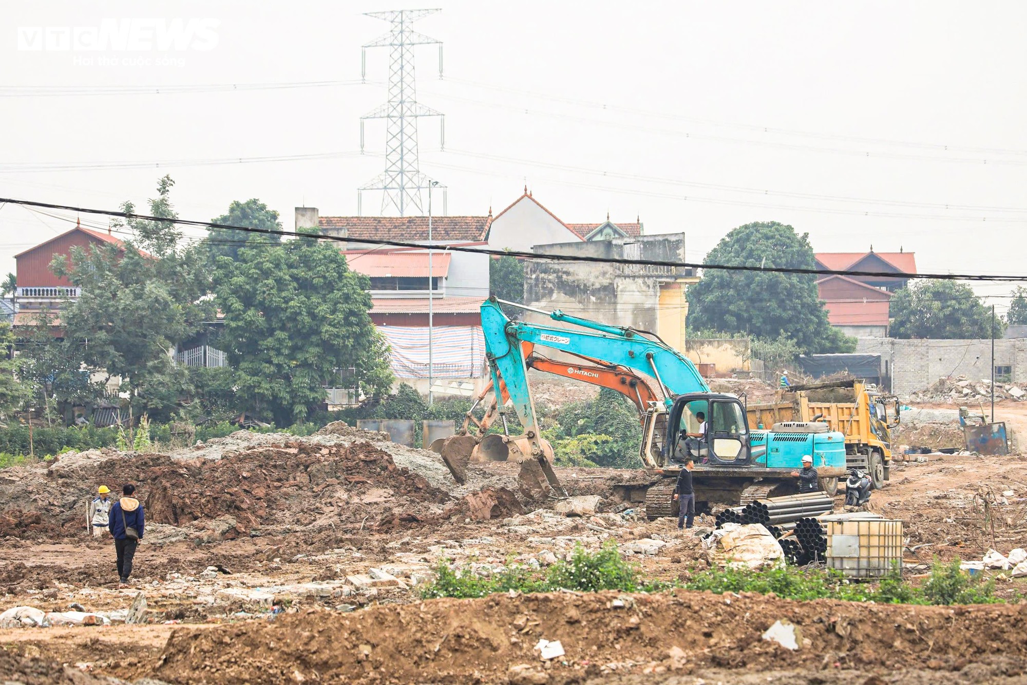 Toàn cảnh công trường thi công cầu Mễ Sở rộng 4 làn xe nối Hà Nội - Hưng Yên - Ảnh 7