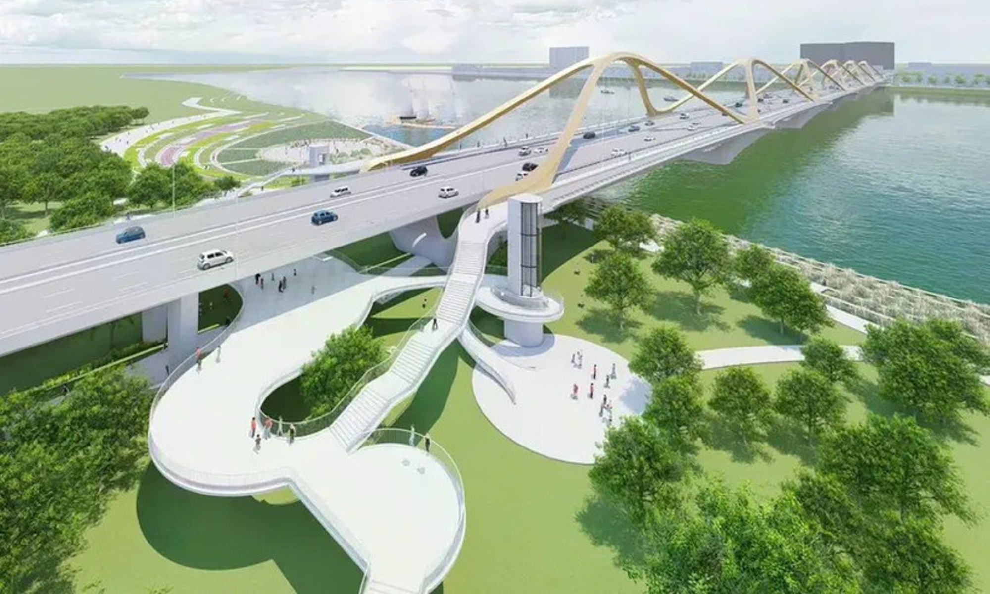 Cận cảnh công trường thi công cầu Trần Hưng Đạo 6 làn xe bắc qua sông Hồng - Ảnh 4