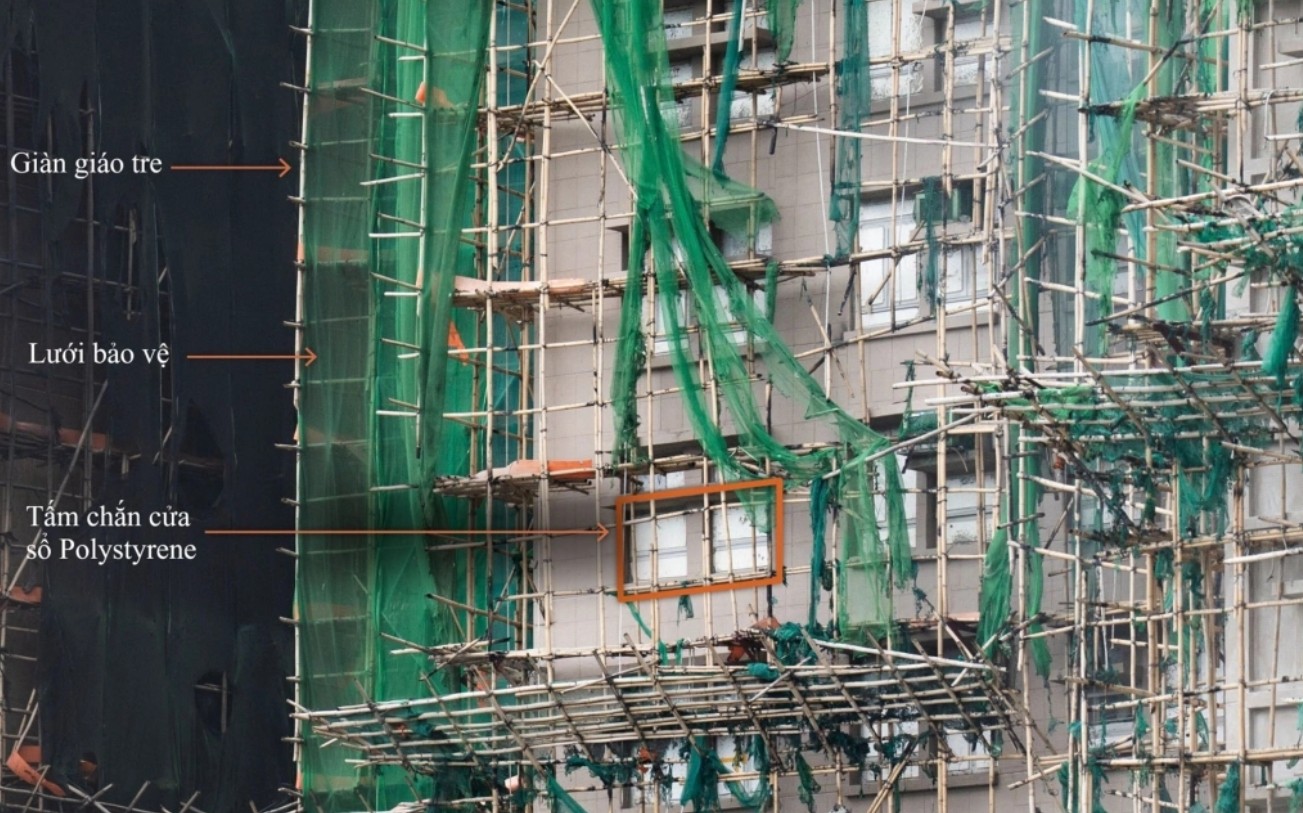 Dựng lại hiện trường: Giàn giáo tre dày như mạng nhện trở thành mồi lửa khiến chung cư của hơn 4.000 cư dân thành ngọn đuốc sống - Ảnh 2