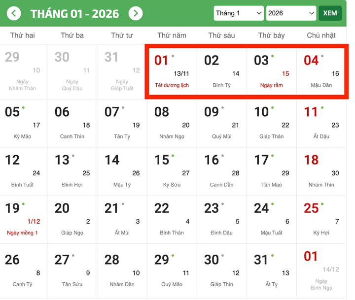 Ai được hoán đổi ngày nghỉ để được nghỉ Tết Dương lịch 2026 4 ngày? - Ảnh 1