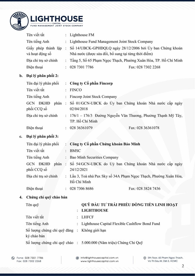 Lighthouse Capital thông báo chào bán chứng chỉ Quỹ LHFCF ra công chúng - Ảnh 2