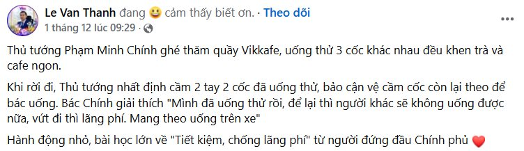 Ghé 'tiệm cà phê' của tỷ phú Nguyễn Thị Phương Thảo, Thủ tướng 'hai tay cầm hai cốc' mang về: Vứt đi thì lãng phí! - Ảnh 1