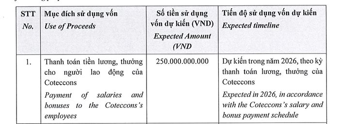 Coteccons muốn phát hành trái phiếu để trả 250 tỷ đồng lương thưởng cho nhân viên và thanh toán công nợ, lãi suất cố định 9% - Ảnh 1