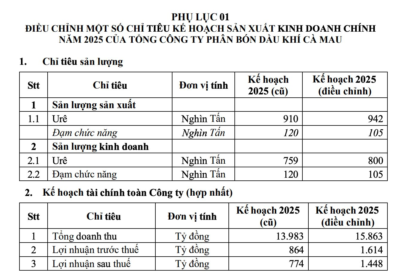 Đạm Cà Mau nâng gấp đôi chỉ tiêu lợi nhuận 2025 lên 1.448 tỷ đồng - Ảnh 1
