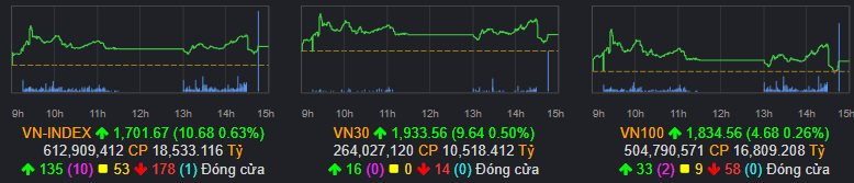VN-Index vượt 1.700 điểm trong phiên đầu tháng - Ảnh 1