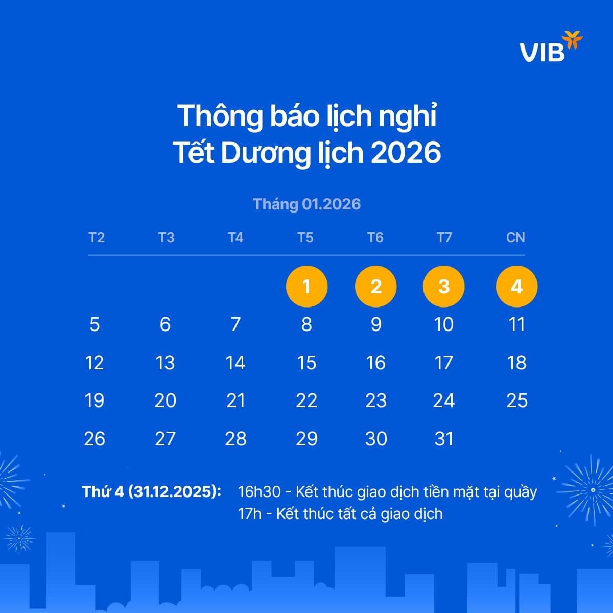 Lịch nghỉ Tết Dương lịch 2026 của hệ thống ngân hàng - Ảnh 6