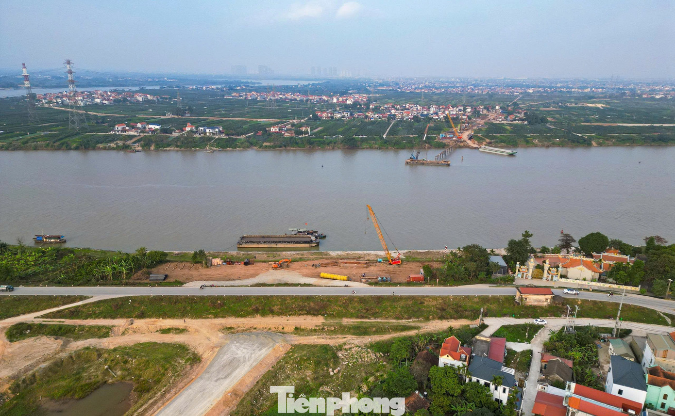 Toàn cảnh công trường thi công cầu Mễ Sở rộng 4 làn xe nối Hà Nội - Hưng Yên. - Ảnh 13