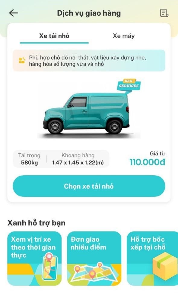 Công ty của ông Phạm Nhật Vượng tung dịch vụ xe tải nội đô, giá cước từ 110.000 đồng/chuyến - Ảnh 2