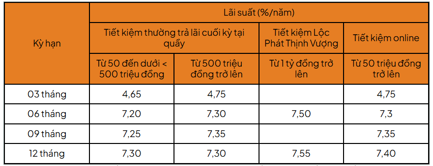 Một ngân hàng áp dụng lãi suất tiết kiệm 7,3%/năm cho kỳ hạn 6 tháng với số tiền chỉ từ 50 triệu đồng - Ảnh 1