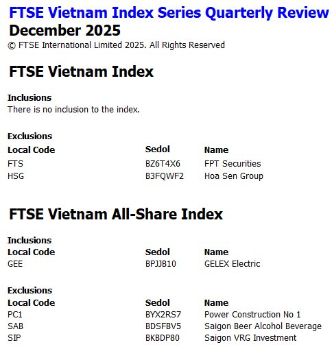Một chỉ số của FTSE Russell vừa loại 2 cổ phiếu Việt Nam khỏi danh mục - Ảnh 1