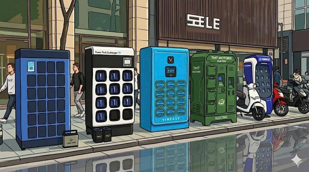 Cuộc đua tủ đổi pin xe điện ở Việt Nam: VinFast mục tiêu "phủ" 150.000 trạm, Honda, Yamaha, TMT Motors sắp nhập cuộc, 1 hãng đã làm từ năm 2023 - Ảnh 1