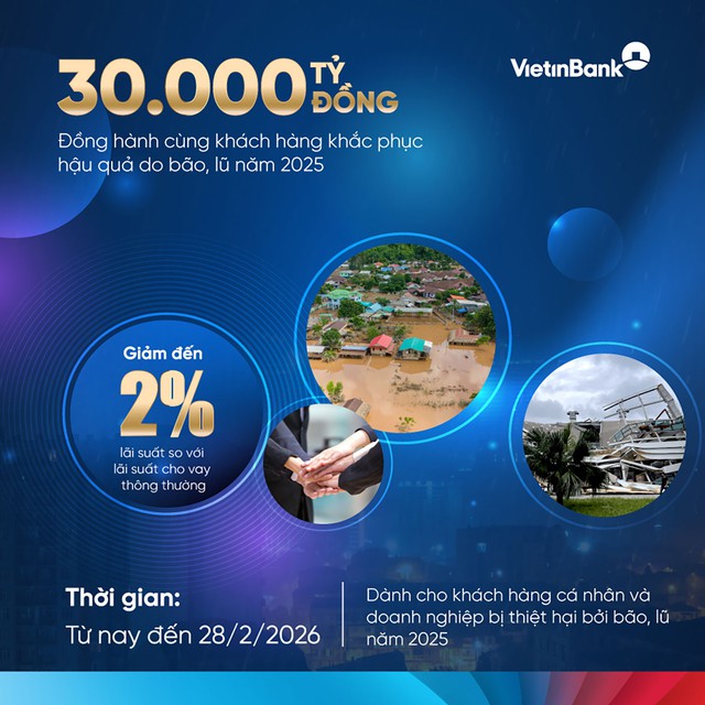 VietinBank dành 30.000 tỉ đồng hỗ trợ khách hàng khắc phục hậu quả bão lũ - Ảnh 1