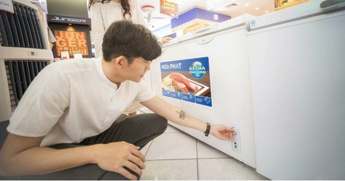 Tủ đông dung tích lớn Hòa Phát được chủ cửa hàng chọn mua dịp tết