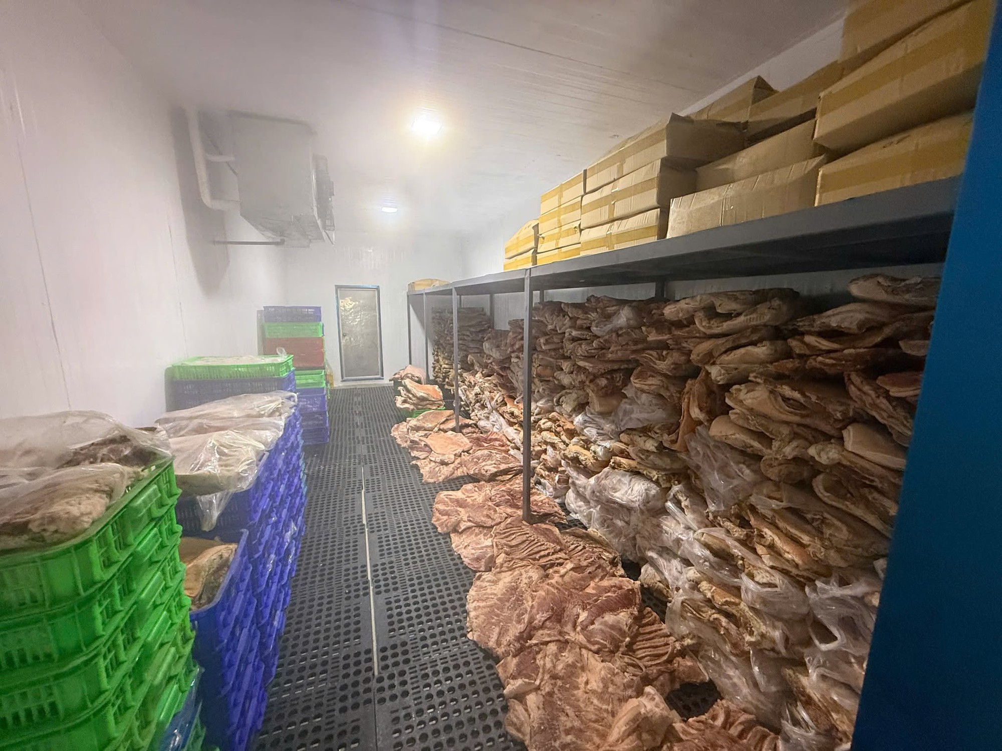 Cận cảnh kho thịt heo "đội lốt" đà điểu, dê, nai, nhím tuồn ra thị trường vừa bị triệt phá - Ảnh 1