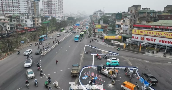 Dựng 3 đảo giao thông tại nút Giải Phóng – Kim Đồng để tổ chức lại giao thông