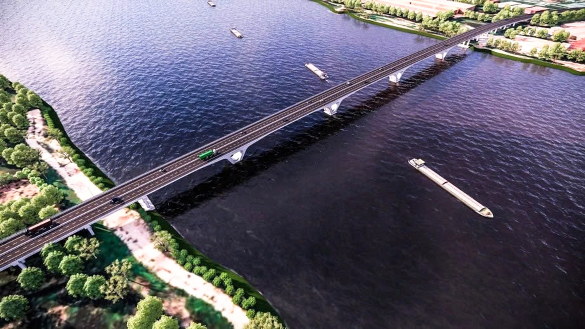 Cận cảnh công trường thi công cầu hơn 3.400 tỷ đồng nối Hà Nội - Phú Thọ - Ảnh 3