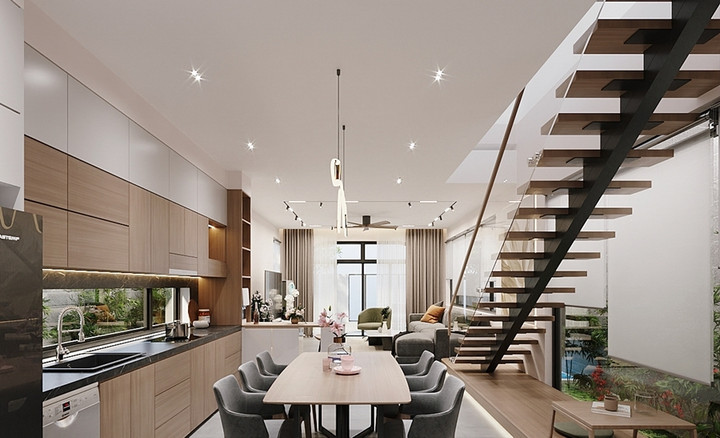 Các mẫu cầu thang xương cá độc đáo cho nhà phố - Ảnh 1