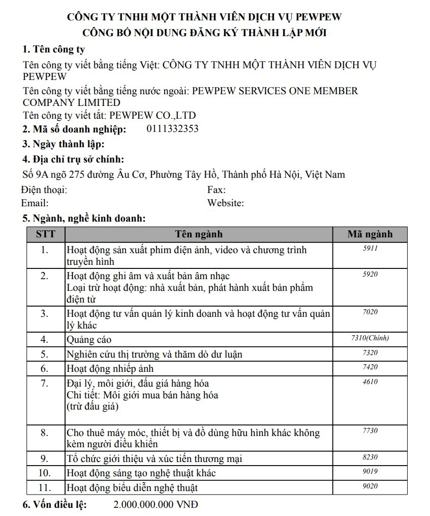 Streamer PewPew rót 2 tỷ đồng lập công ty mới, lấn sân ngành ghi âm-sản xuất âm nhạc - Ảnh 1