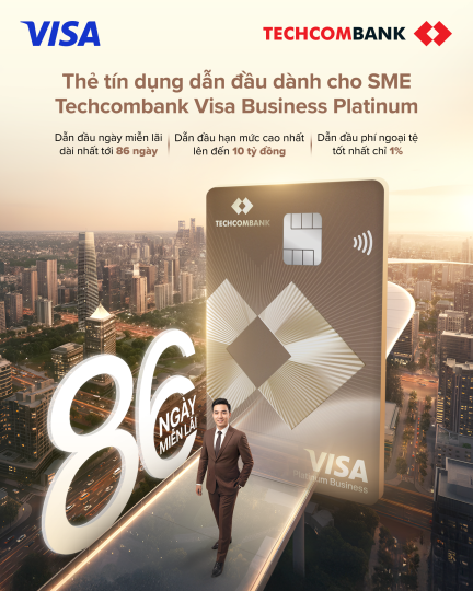 Techcombank ra mắt thẻ tín dụng Techcombank Visa Business Platinum, dẫn đầu đặc quyền tài chính vượt trội cho doanh nghiệp: miễn lãi tối đa tới 86 ngày, hạn mức lên đến 10 tỷ đồng - Ảnh 1
