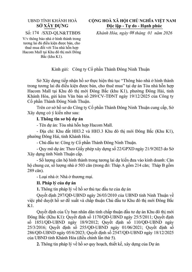 Hacom Tower được tỉnh Khánh Hòa duyệt đủ điều kiện mở bán ngay đầu năm 2026 - Ảnh 1