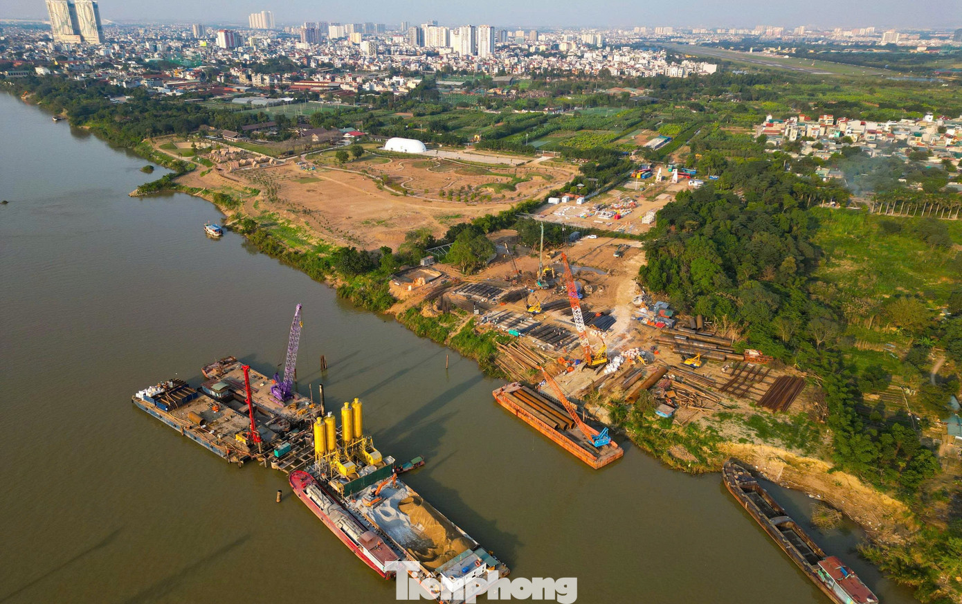 Đại công trường cầu Trần Hưng Đạo 16.000 tỷ đồng nhìn từ trên cao - Ảnh 10