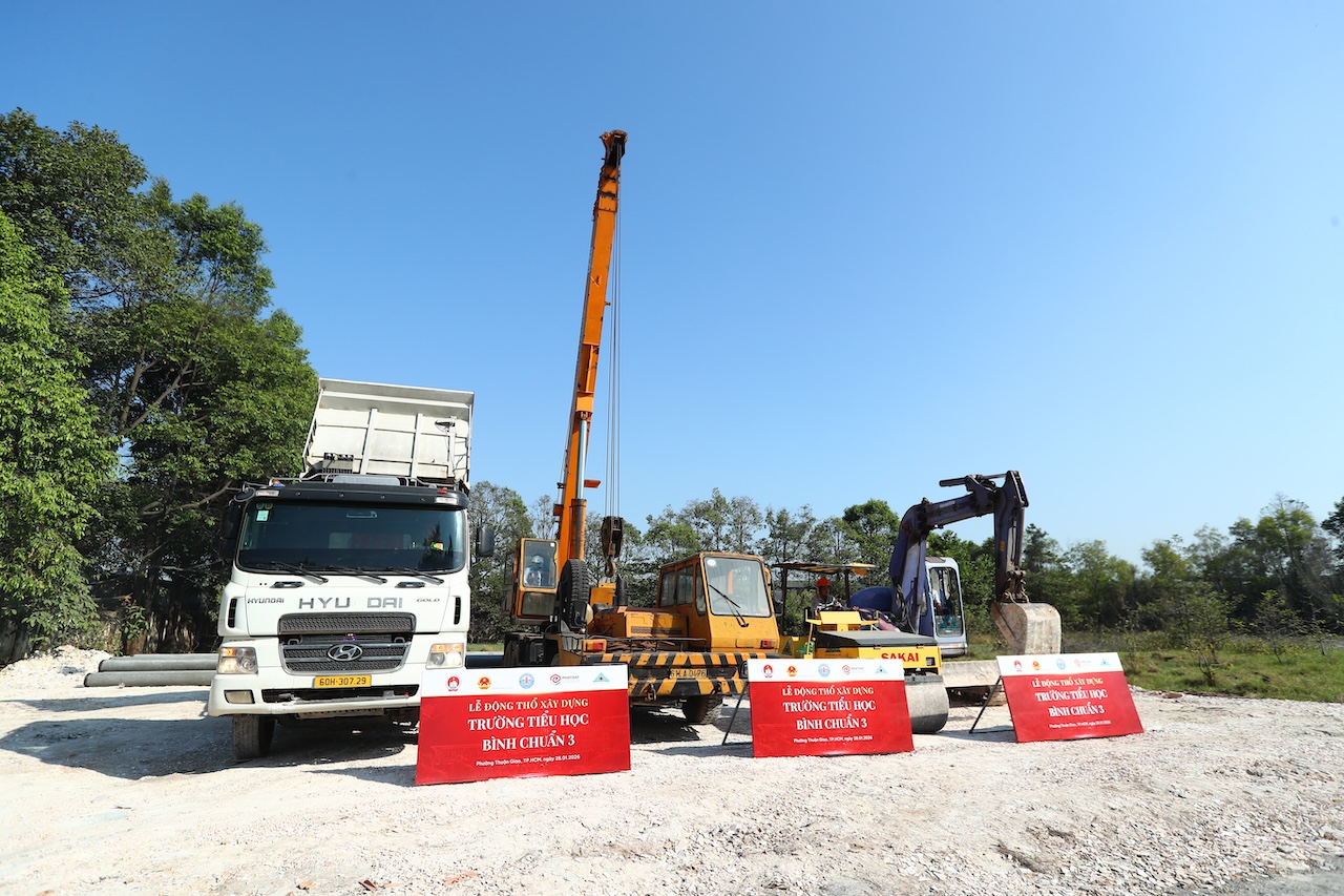 Động thổ xây dựng trường học đạt chuẩn quốc gia do doanh nghiệp tài trợ tại phường Thuận Giao - Ảnh 2