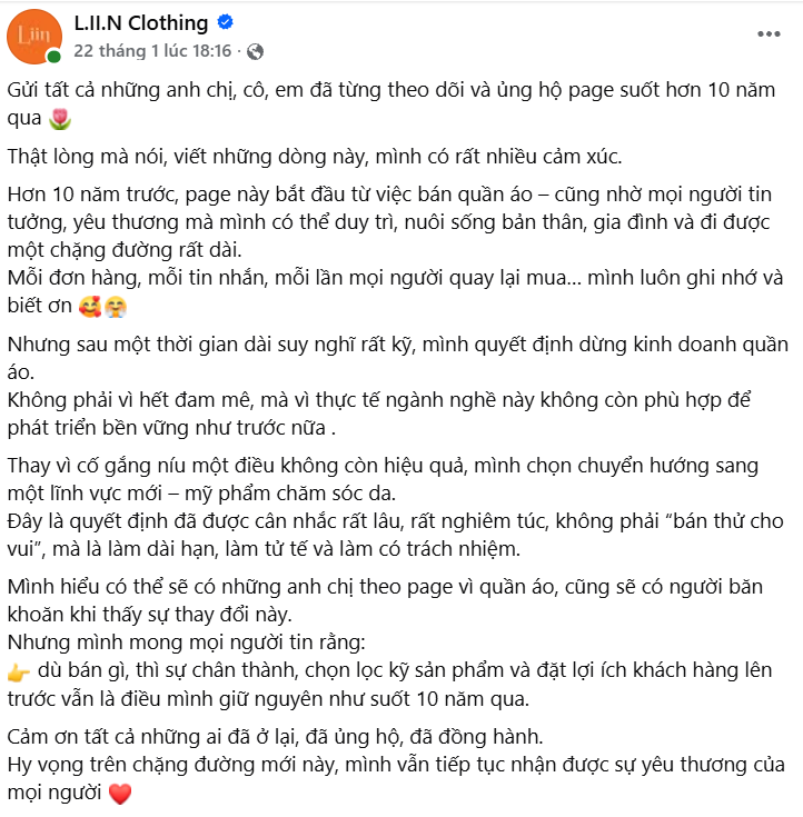 Một thương hiệu thời trang tuyên bố đóng cửa vĩnh viễn sau hơn 10 năm hoạt động - Ảnh 1
