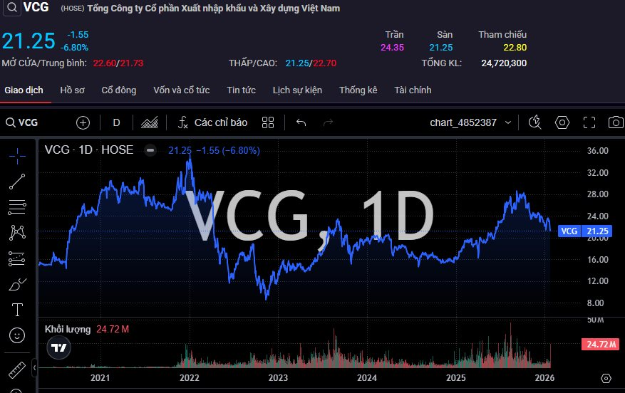 Cổ phiếu Vinaconex (VCG) "có biến" - Ảnh 1