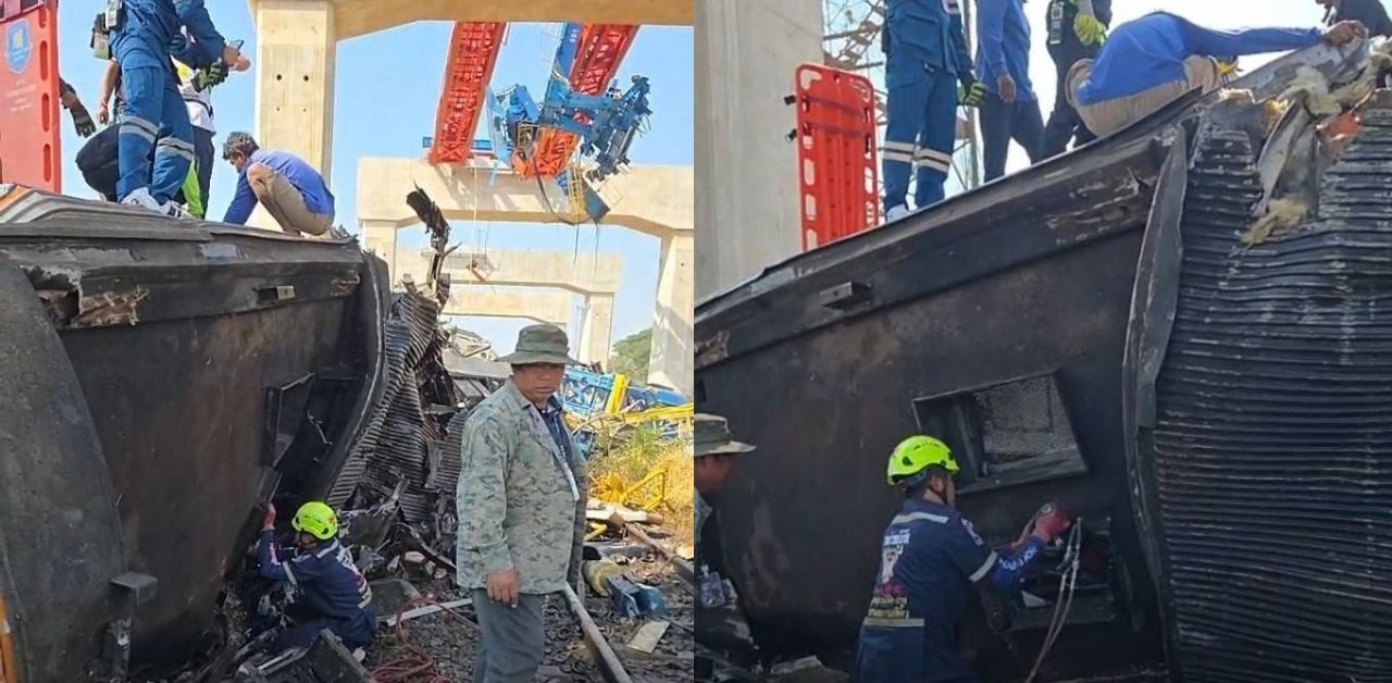 Thái Lan: Cần cẩu đổ sập xuống đoàn tàu đang chạy, ít nhất 22 người thiệt mạng - Ảnh 3