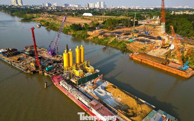 Đại công trường cầu Trần Hưng Đạo 16.000 tỷ đồng nhìn từ trên cao - Ảnh 4