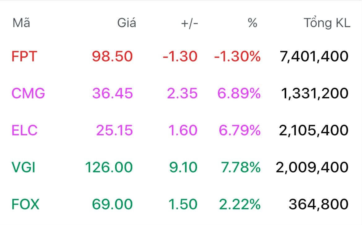 Cổ phiếu công nghệ - viễn thông nổi sóng: ELC, CMG “bốc đầu”, FPT lạc nhịp - Ảnh 1