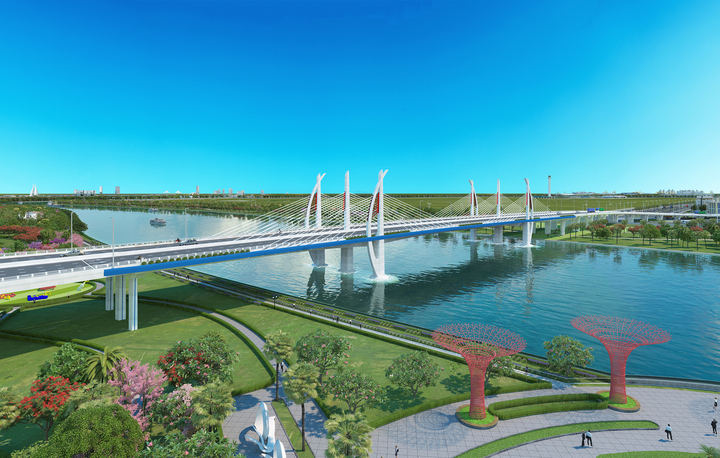 Hình hài cầu vượt sông Lạch Tray hơn 2.000 tỷ đồng sau 13 tháng thi công - Ảnh 2