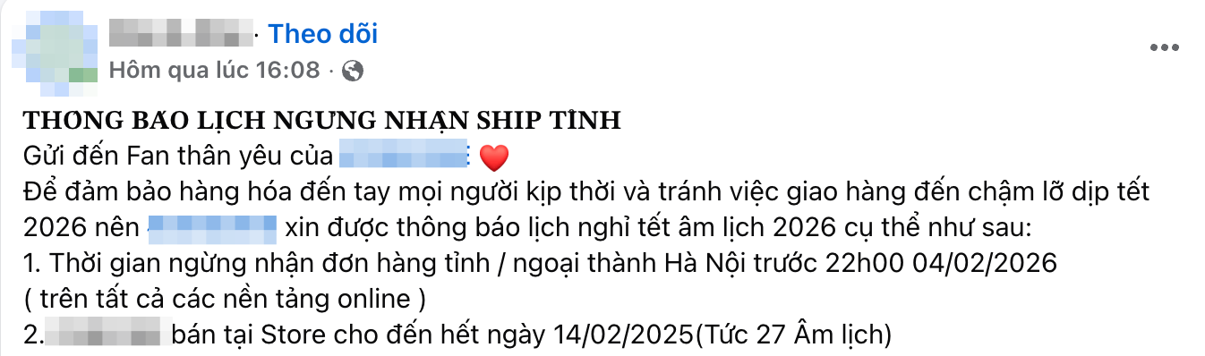 Thông báo thời gian ngừng hoạt động của Viettel Post, GiaoHangNhanh, J&T Express,...: Chủ shop, hội mua hàng lo sợ đồ Tết “mắc kẹt” - Ảnh 7