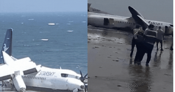 NÓNG: Máy bay chở 55 người gãy cánh, rơi xuống khu vực ven biển