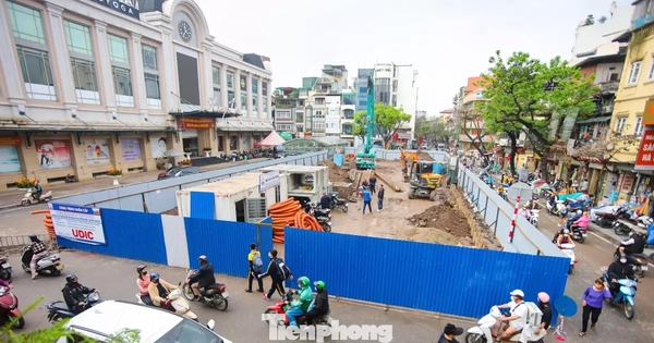 Trên công trường thi công bể nước ngầm chống ngập ở trung tâm Hà Nội