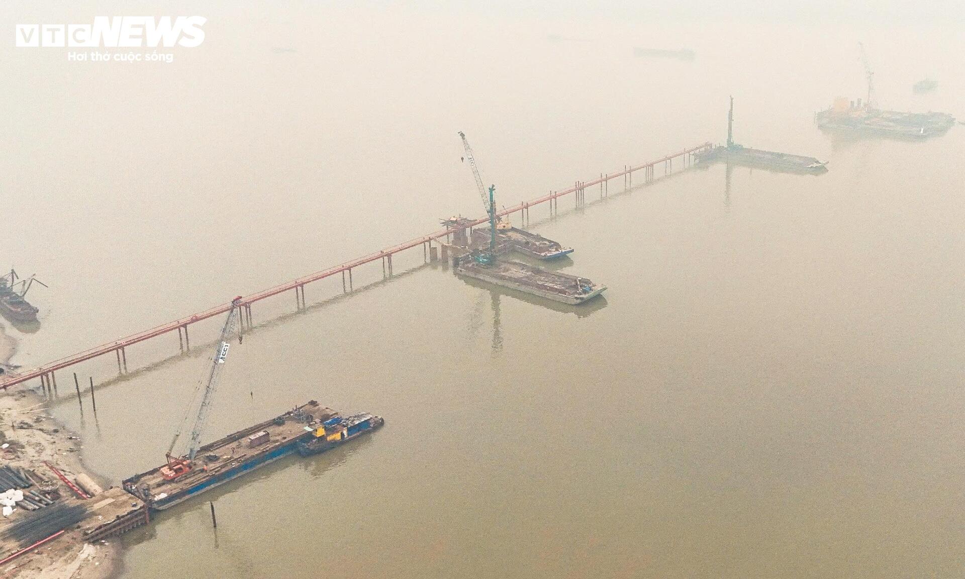 Mục sở thị đại công trường thi công 7 cầu bắc qua sông Hồng - Ảnh 12