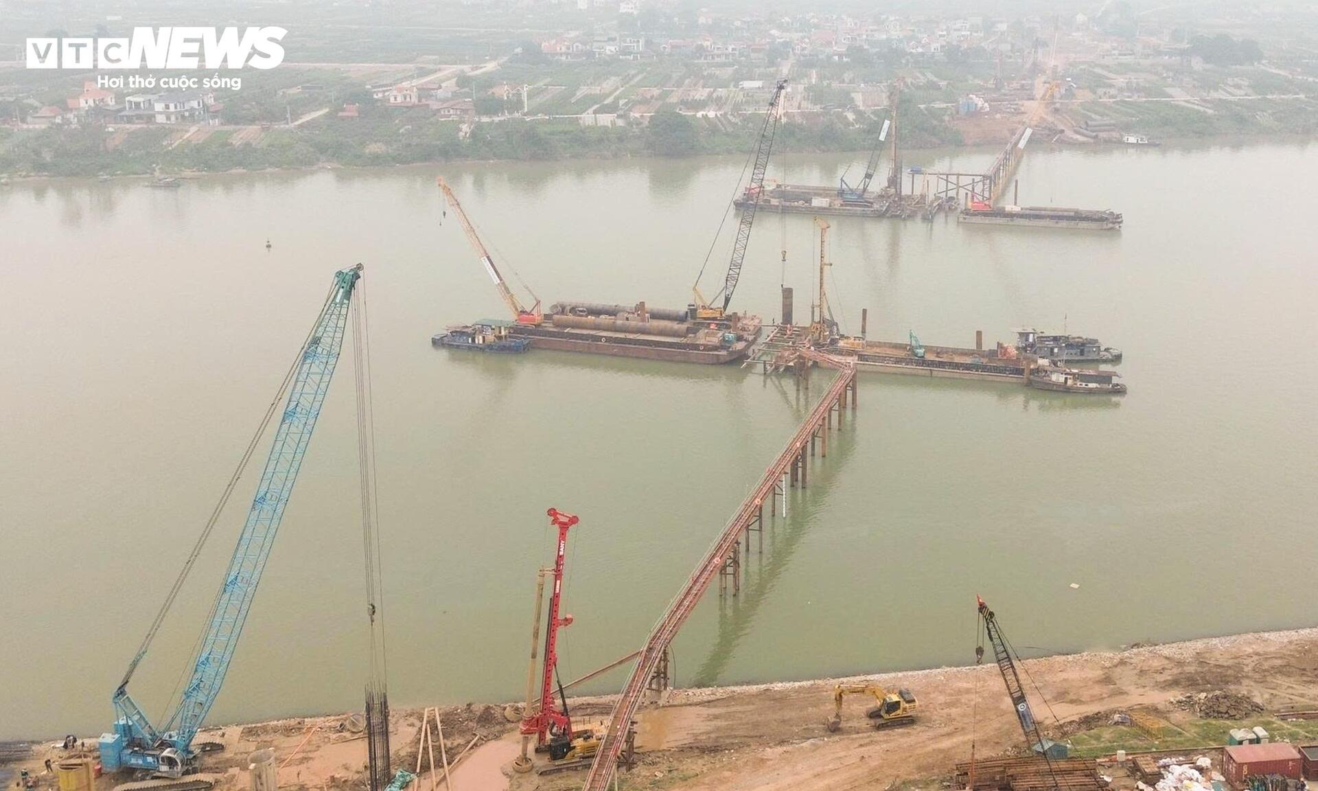 Mục sở thị đại công trường thi công 7 cầu bắc qua sông Hồng - Ảnh 6