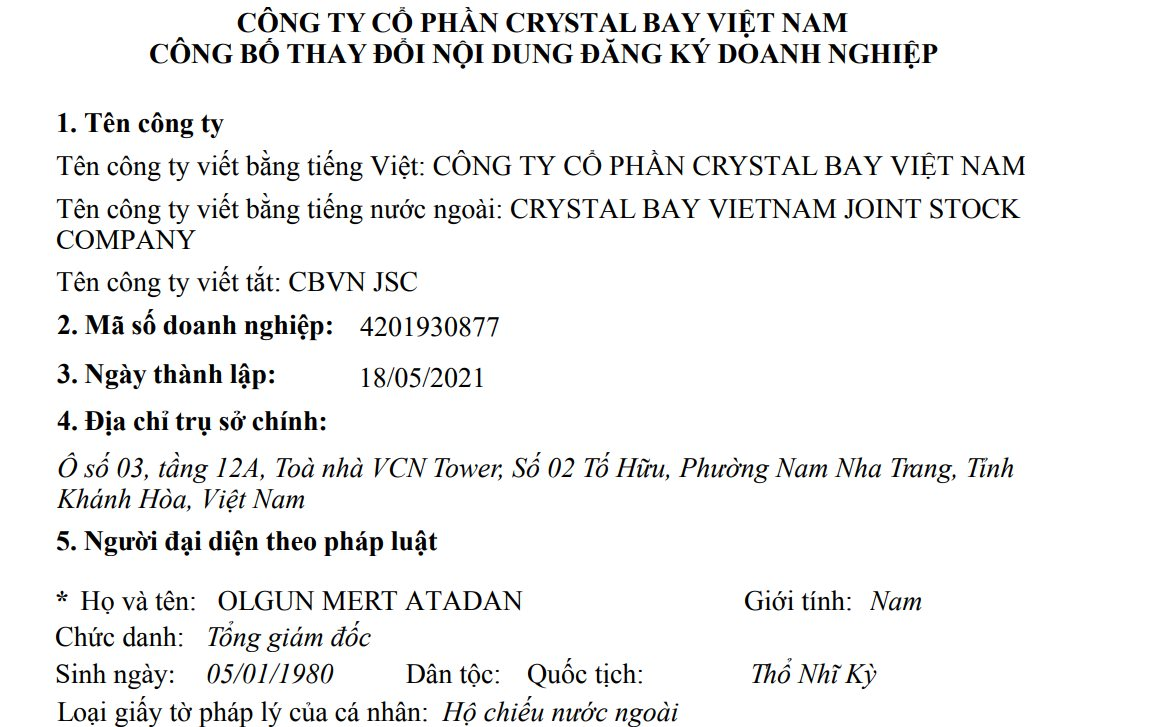 Crystal Bay của Chủ tịch Nguyễn Đức Chi có Tổng Giám đốc mới người Thổ Nhĩ Kỳ, Tổng Giám đốc cũ người Việt trở thành Phó - Ảnh 2