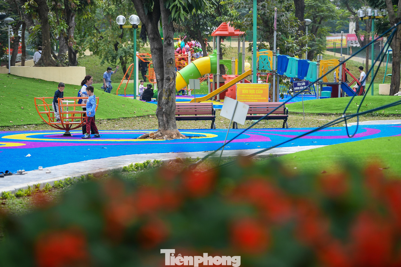 Công viên Hà Nội 'thay da đổi thịt', trang trí rực rỡ đón Xuân - Ảnh 7