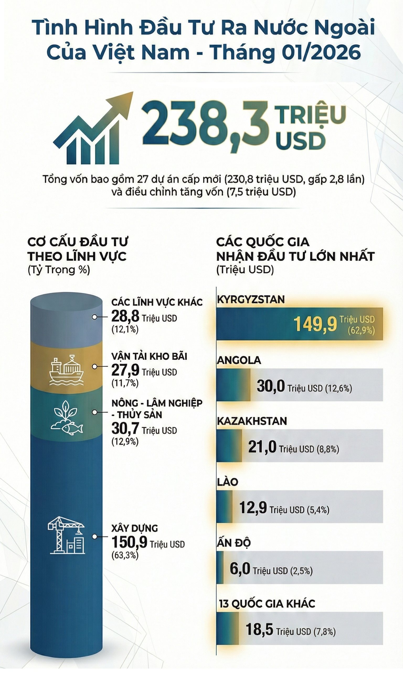Bất ngờ với dòng vốn đầu tư của Việt Nam ra nước ngoài trong tháng đầu tiên của năm 2026 - Ảnh 2