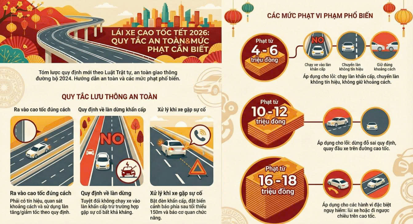 Dịp Tết, người dân di chuyển trên cao tốc cần lưu ý những lỗi vi phạm sau kẻo bị phạt đến 18 triệu đồng - Ảnh 1