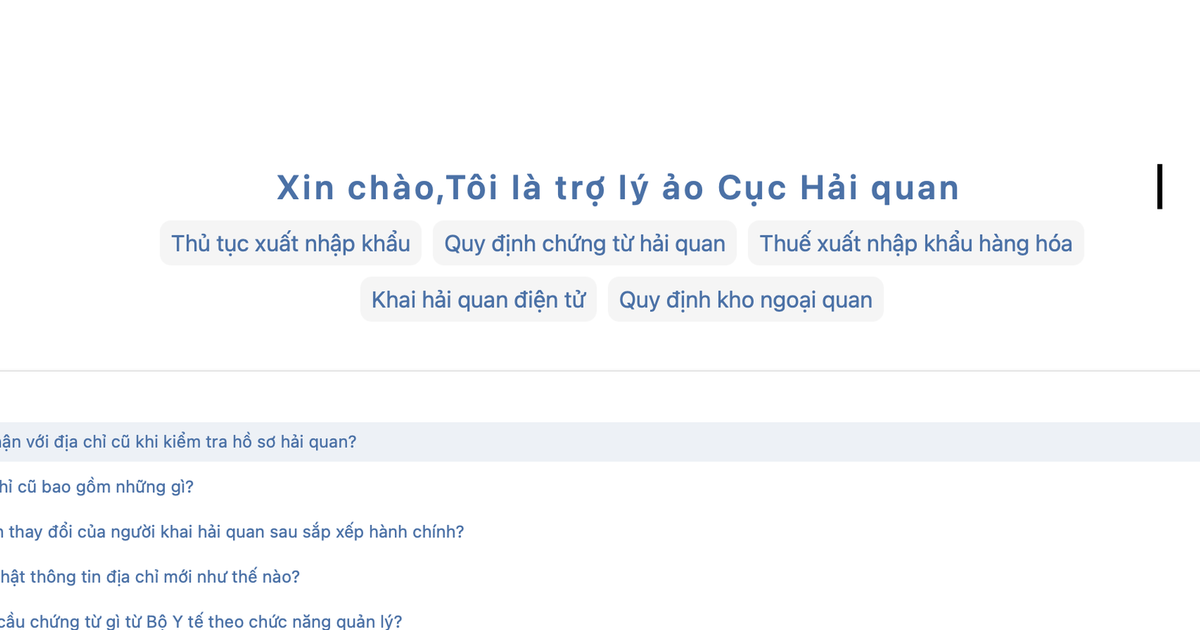 Hải quan thử nghiệm Chatbot AI để hỗ trợ quản lý