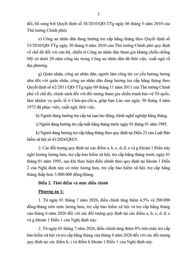 TOÀN VĂN: Dự thảo Nghị định điều chỉnh lương hưu, trợ cấp bảo hiểm xã hội và trợ cấp hằng tháng - Ảnh 3