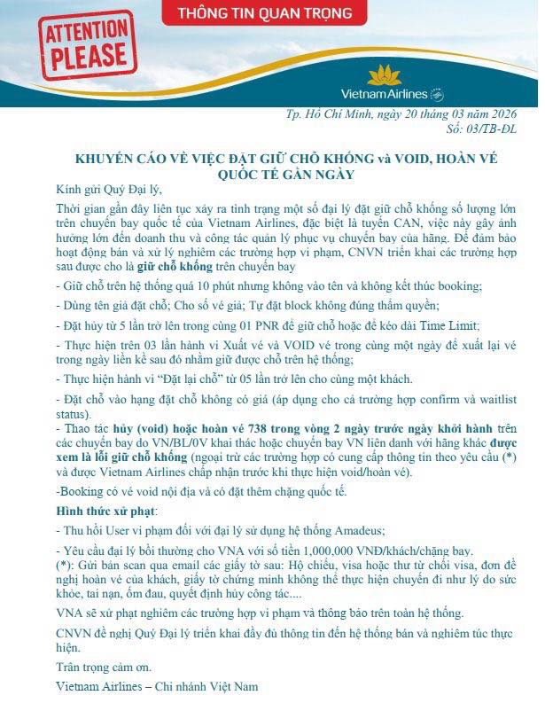 Vietnam Airlines ra cảnh báo quan trọng tới khách hàng: Có trường hợp không được hoàn tiền - Ảnh 1