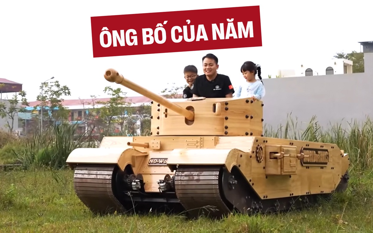 Bố người ta trong truyền thuyết: Tự chế mô hình xe tăng gỗ cực ‘khủng’ cho con trai, vận hành như thật khiến cộng đồng mạng ngả mũ